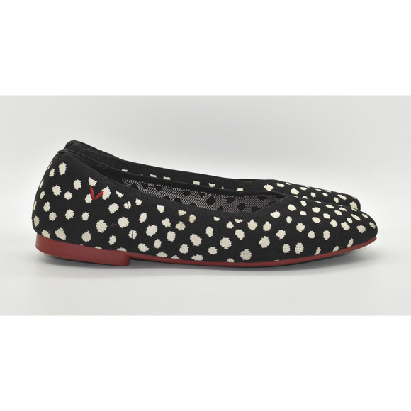 B2 Auth VIVAIA Margot 2 Black & White Abstract Dots V-Cut Flats Size US 10 $129 - Picture 2 of 6
